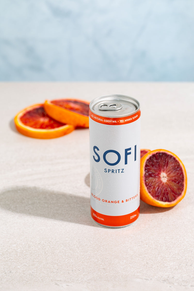 SOFI Spritz Cocktail Cans - Blood Orange & Bitters Case - 24 x 250mL Cans (8% ABV)