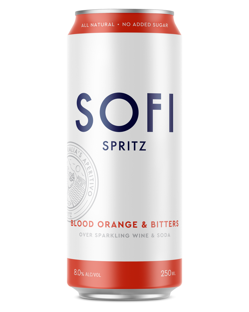 SOFI Spritz Cocktail Cans - Blood Orange & Bitters Case - 24 x 250mL Cans (8% ABV)